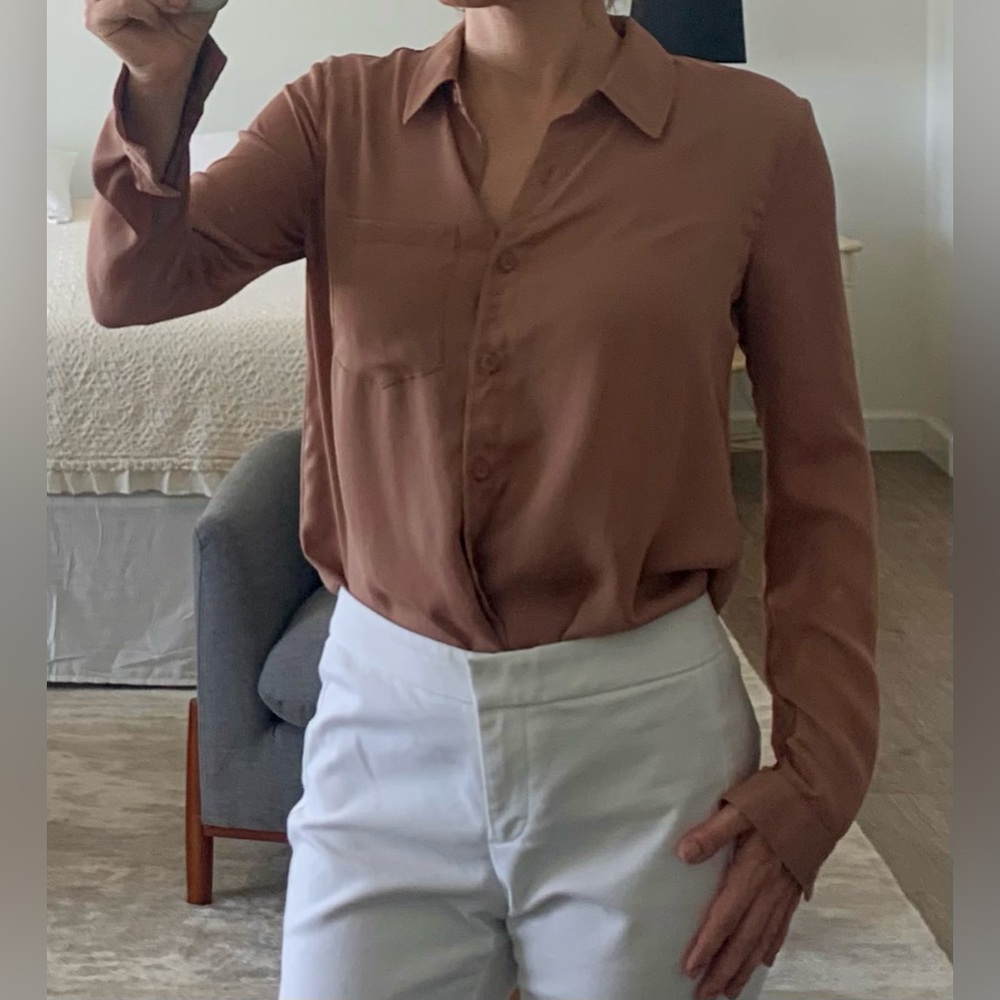 L'Academie Soft Tan Collared Blouse